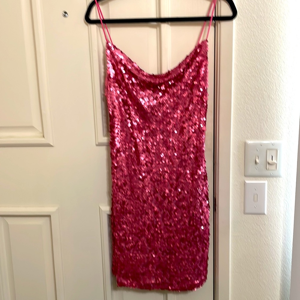 Leyden  Pink Sequins Cocktail Dress  Sz M